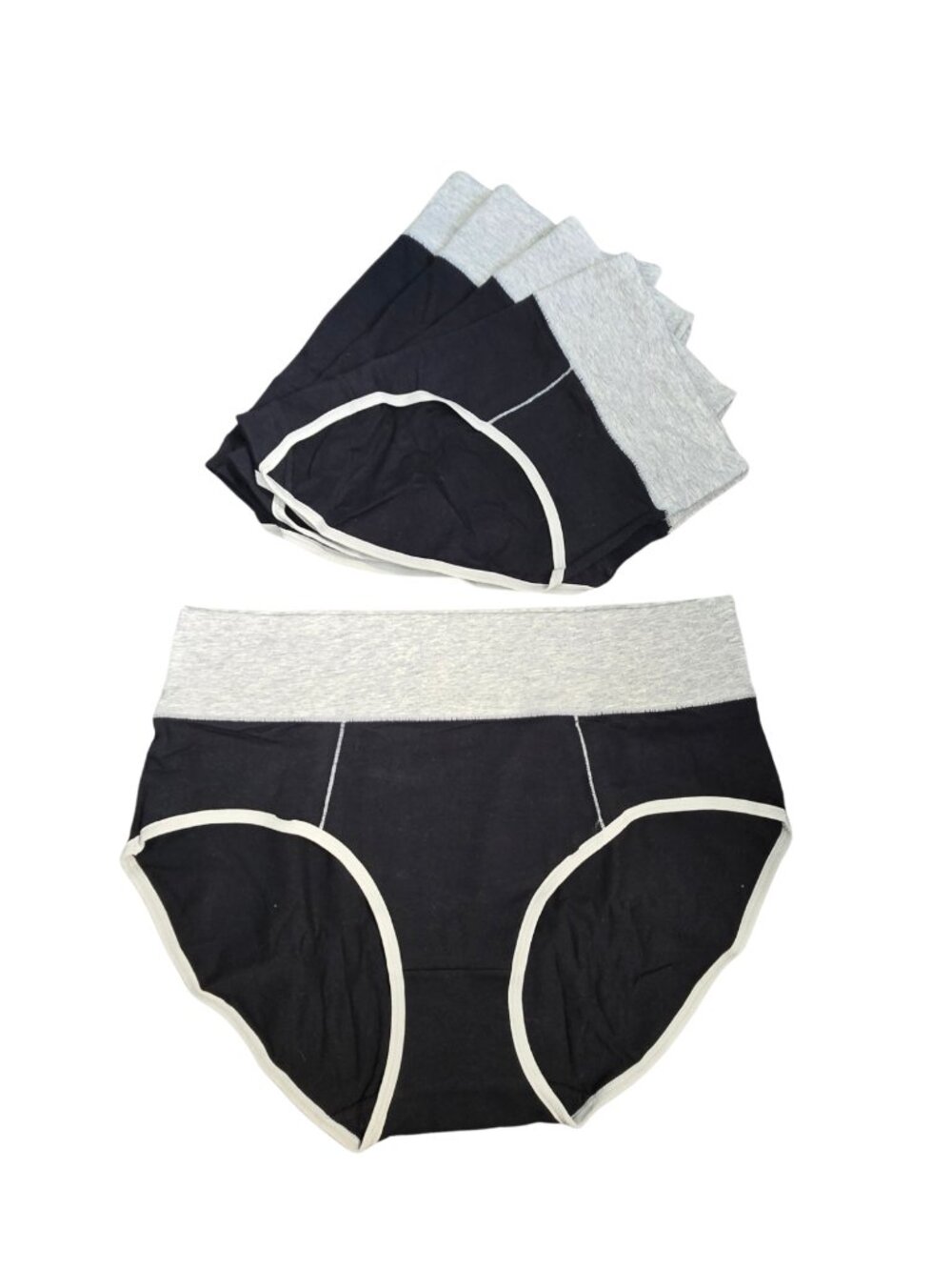 NIP Orlaroy 5 Pack Cotton High Waist Briefs Underwear Black Grey XL